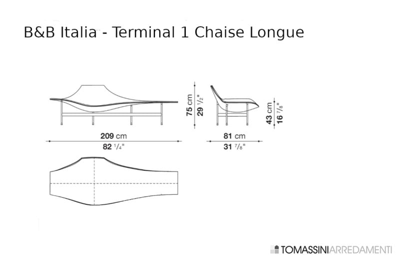 Chaise Longue Terminal 1 in pelle atracite (Offerta Expo) B&B Italia - 8