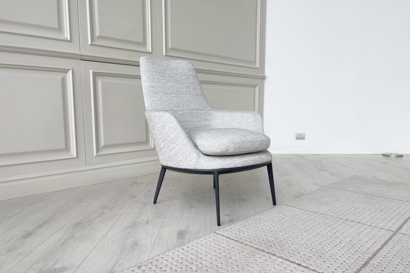Poltrona Caratos in tessuto grigio melange  - 2