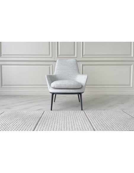 Poltrona Caratos in tessuto grigio melange  - 1