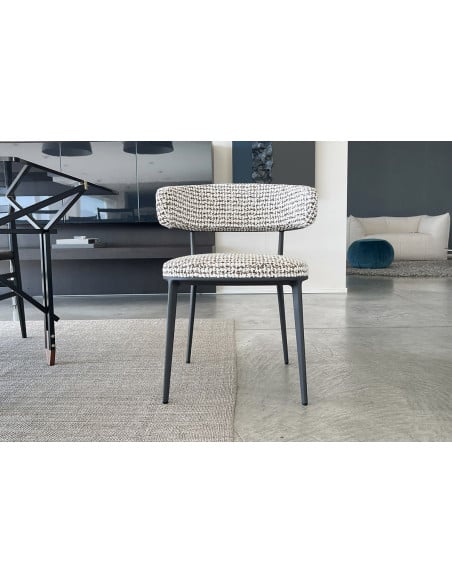 Chaise Caratos en tissu blanc noisette - 2