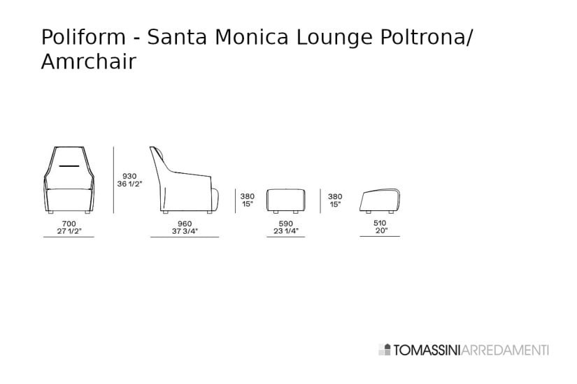 Santa Monica Lounge Yellow Fabric Armchair with Pouf (Expo Offer) Poliform - 7