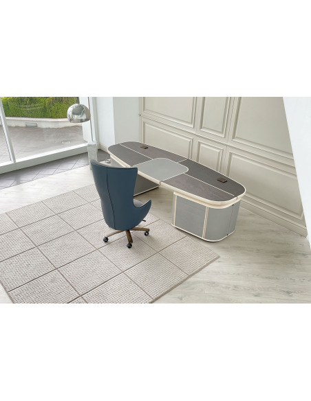 Fauteuil de direction Genius en cuir bleu (Offre Expo) Giorgetti - 2