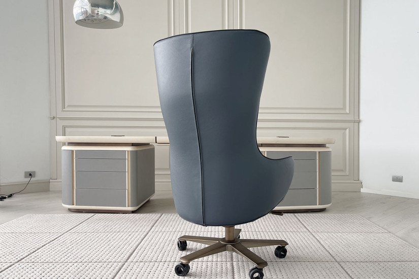 Fauteuil de direction Genius en cuir bleu (Offre Expo) Giorgetti - 6