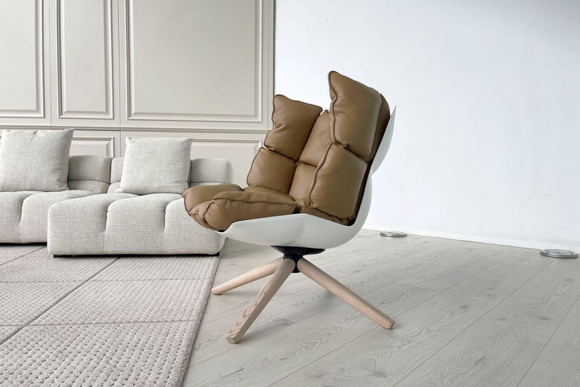 Poltrona Husk in pelle marrone (Offerta Expo) B&B Italia - 1