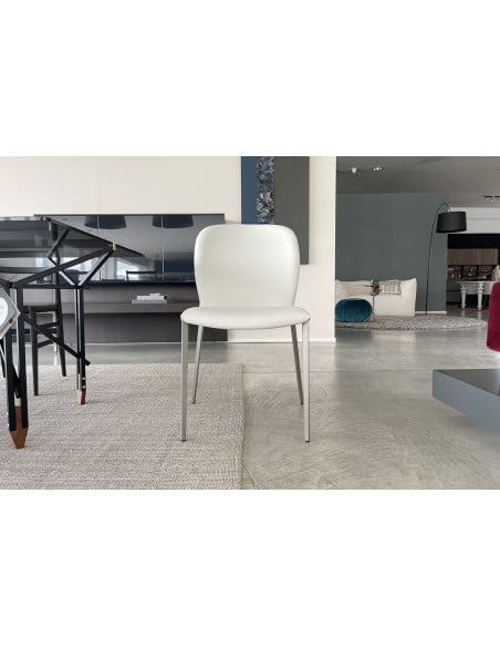 Sedia Nancy in pelle grigia Cattelan Italia - 2