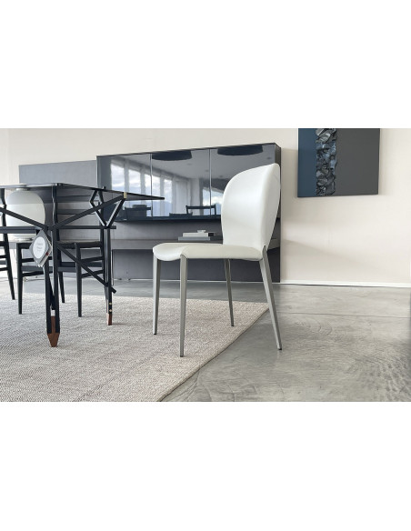 Sedia Nancy in pelle grigia Cattelan Italia - 3