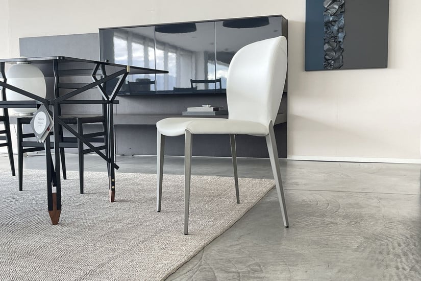 Chaise Nancy en cuir gris Cattelan Italia - 3