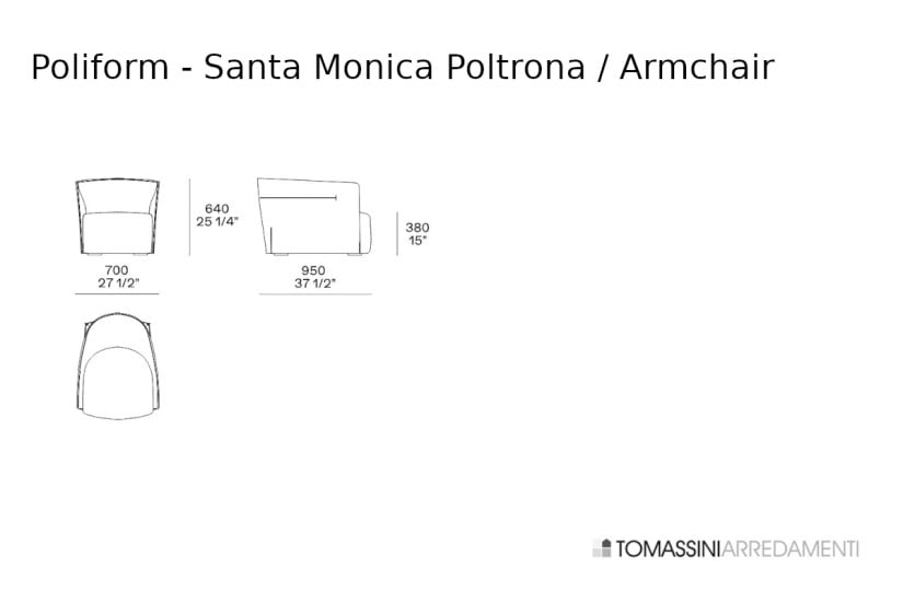 Santa Monica Anthracite Leather Armchair (Expo Offer) Poliform - 8