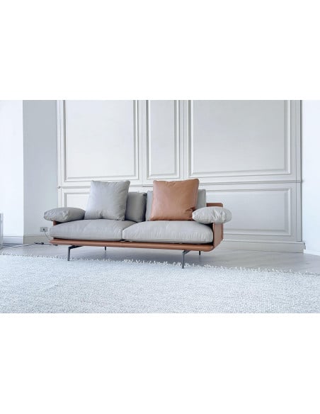 Get Back Brown and Grey Leather Sofa (Expo Offer) Poltrona Frau - 6