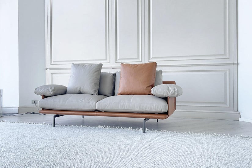 Divano Get Back in pelle marrone e grigia (Offerta Expo) Poltrona Frau - 6