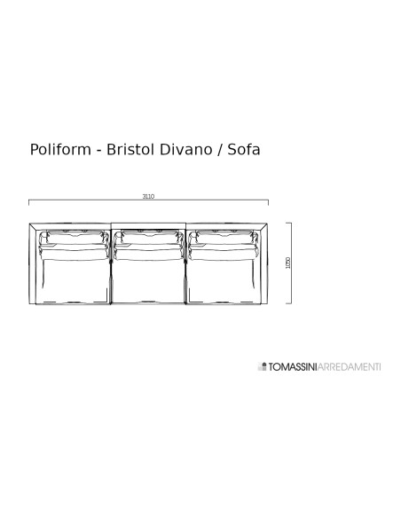 Divano Bristol in tessuto grigio (Offerta Expo) Poliform - 7