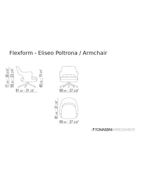 Eliseo Brown Leather Armchair (Expo Offer) Flexform - 8