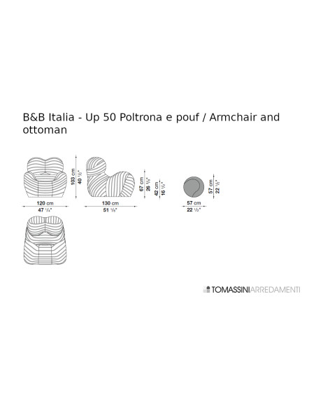 Poltrona Up 50 in tessuto bicolore (Offerta Expo) B&B Italia - 8