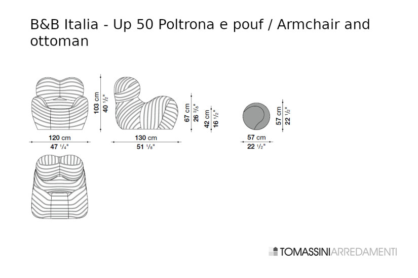 Poltrona Up 50 in tessuto bicolore (Offerta Expo) B&B Italia - 8