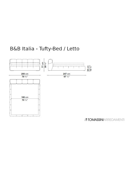 Letto Tufty-Bed in tessuto blu B&B Italia - 9