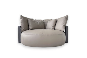 Canapé circulaire Scarlett en cuir gris (Offre Expo) Poliform - 1