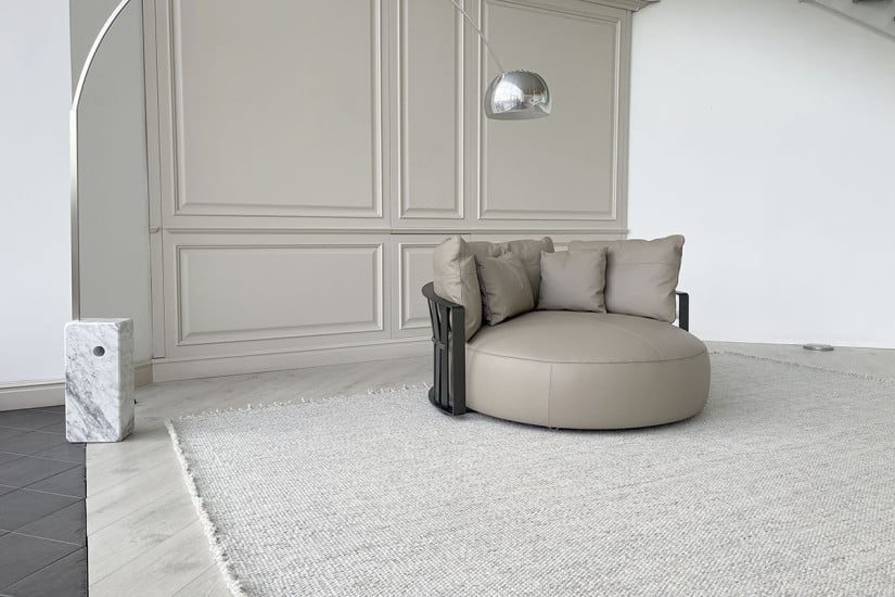 Canapé circulaire Scarlett en cuir gris (Offre Expo) Poliform - 3