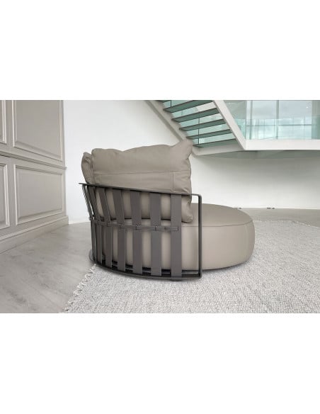 Divano circolare Scarlett in pelle grigia (Offerta Expo) Poliform - 4