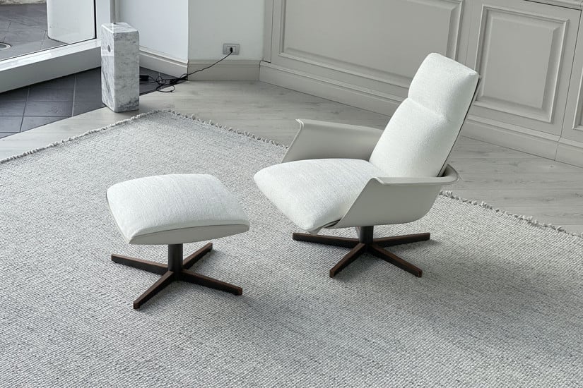 Fauteuil et Pouf Clori en tissu blanc (Offre Expo) Giorgetti - 5