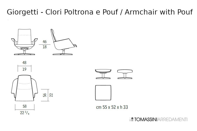 Poltrona e Pouf Clori in tessuto bianco (Offerta Expo) Giorgetti - 9