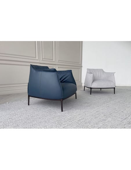 Poltrona Archibald Large in pelle blu (Offerta Expo) Poltrona Frau - 2