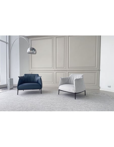 Poltrona Archibald Large in pelle blu (Offerta Expo) Poltrona Frau - 4