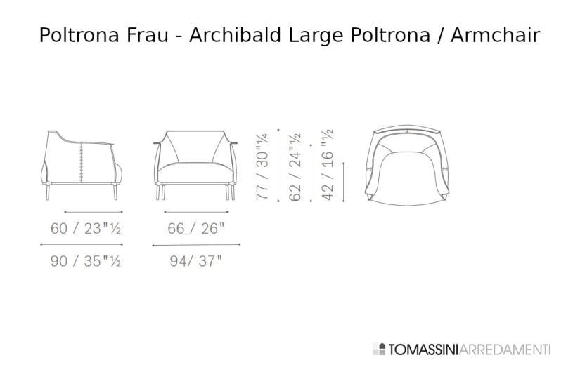 Poltrona Archibald Large in pelle blu (Offerta Expo) Poltrona Frau - 9