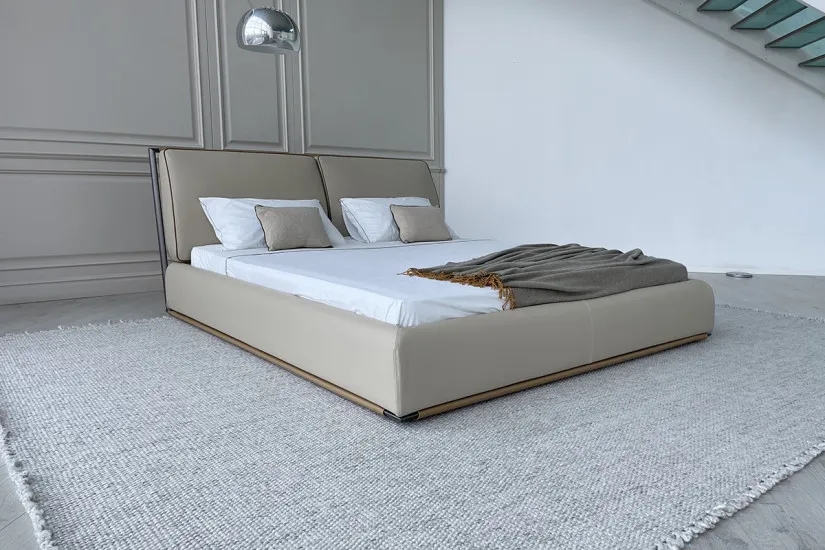 Lit Adam en cuir beige (Offre Expo) Giorgetti - 2