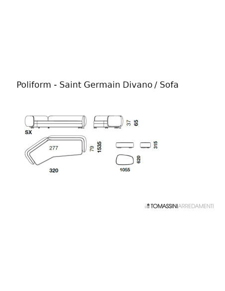 Divano Saint-Germain Boomerang in tessuto (Offerta Expo) Poliform - 7