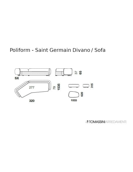 Saint-Germain Boomerang Sofa in Fabric (Expo Offer) Poliform - 7
