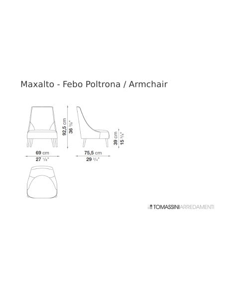 Febo Blue Bergère Armchair Maxalto - 7