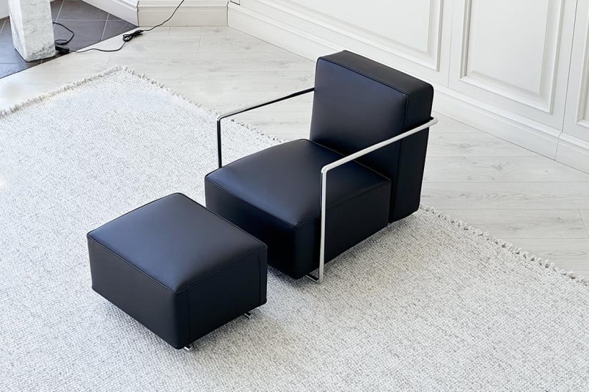 Fauteuil A.B.C. noir et pouf (Offre Expo) Flexform - 1