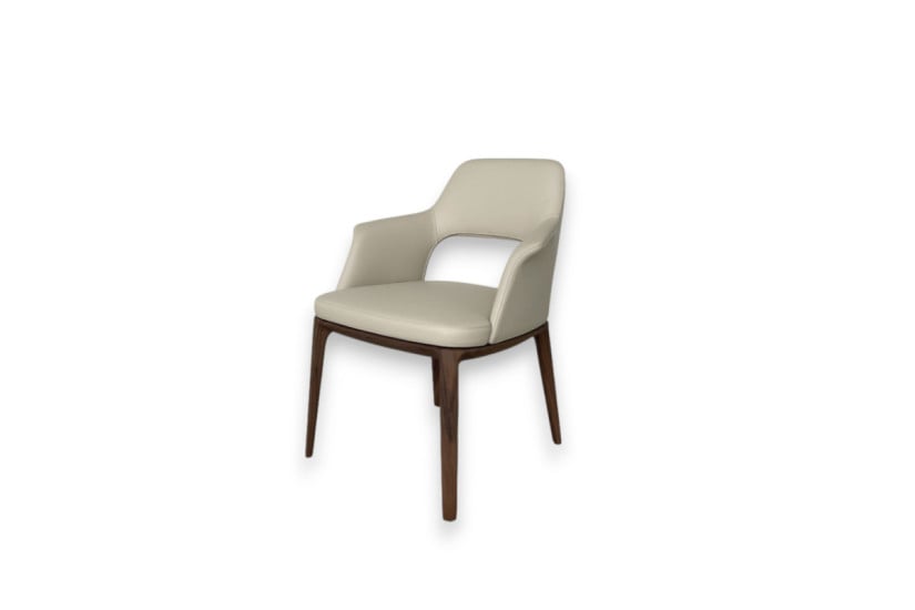 Chaise Sophie Lite en cuir beige (Offre Expo) - Poliform