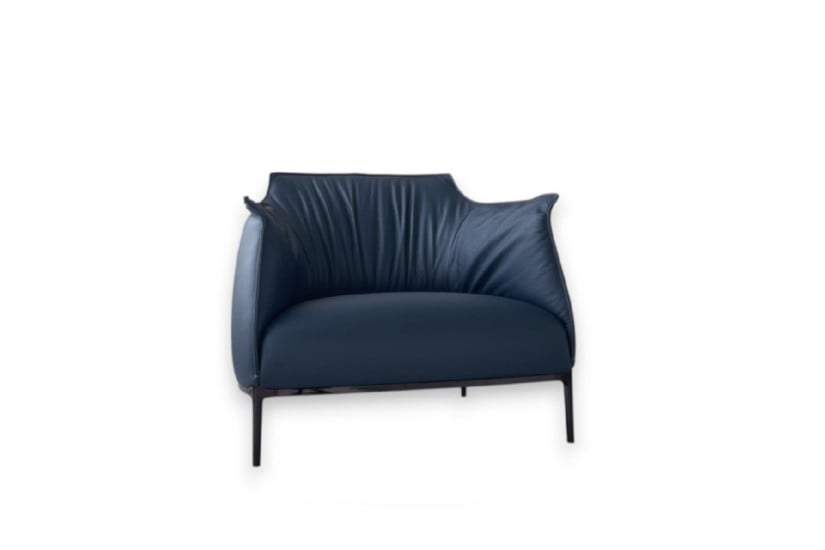 Archibald Large Blue Leather Armchair (Expo Offer) Poltrona Frau - 8