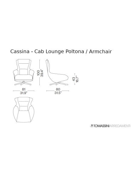 Poltrona Cab Lounge in pelle nera (Offerta Expo) Cassina - 8