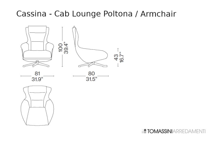 Poltrona Cab Lounge in pelle nera (Offerta Expo) Cassina - 8