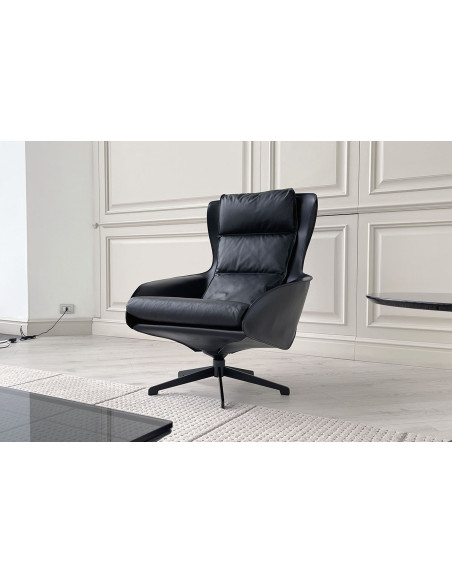Poltrona Cab Lounge in pelle nera (Offerta Expo) Cassina - 1