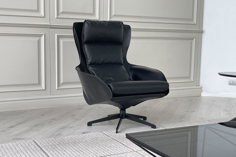 Poltrona Cab Lounge in pelle nera (Offerta Expo) Cassina - 2